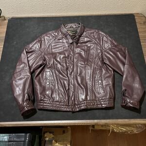 Vintage Reed Cafe Racer 70s Leather Bomber Jacket Mens Perfecto Brown Moto 80s